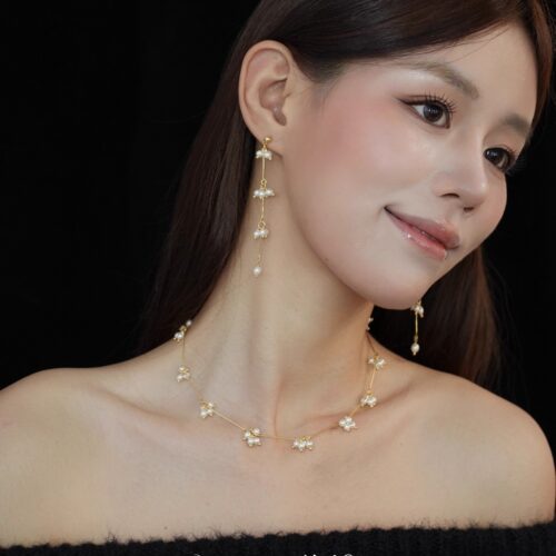 月光曲~小珍珠设计感耳环项链