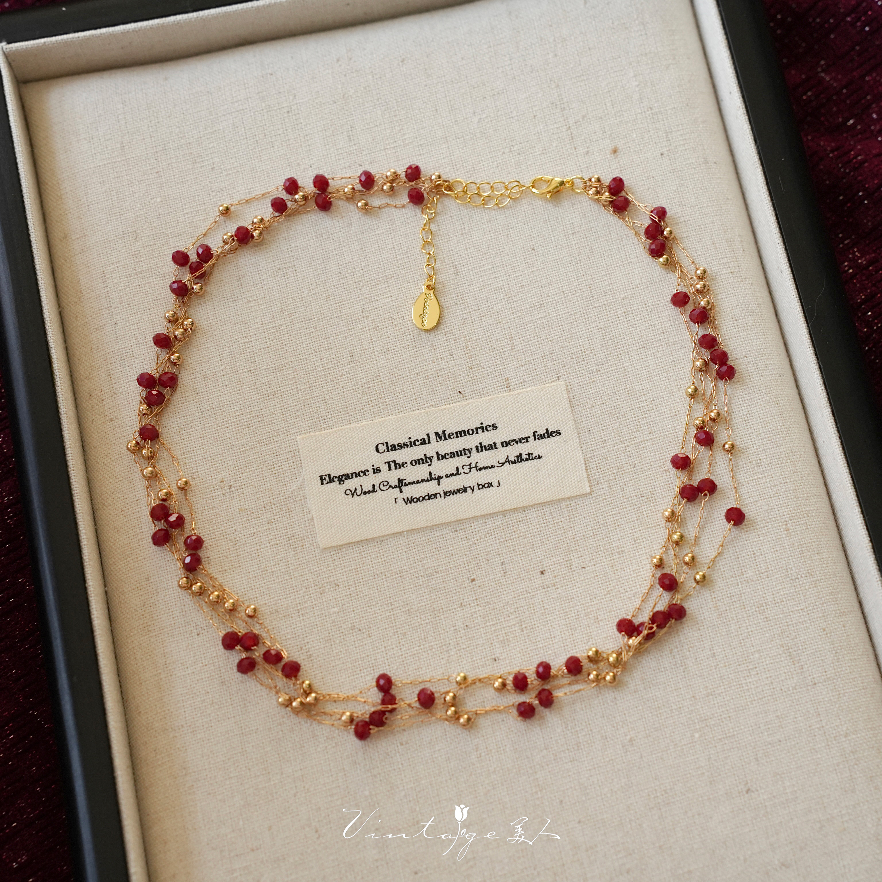 「红朗姆」复古法式宴会流苏项链