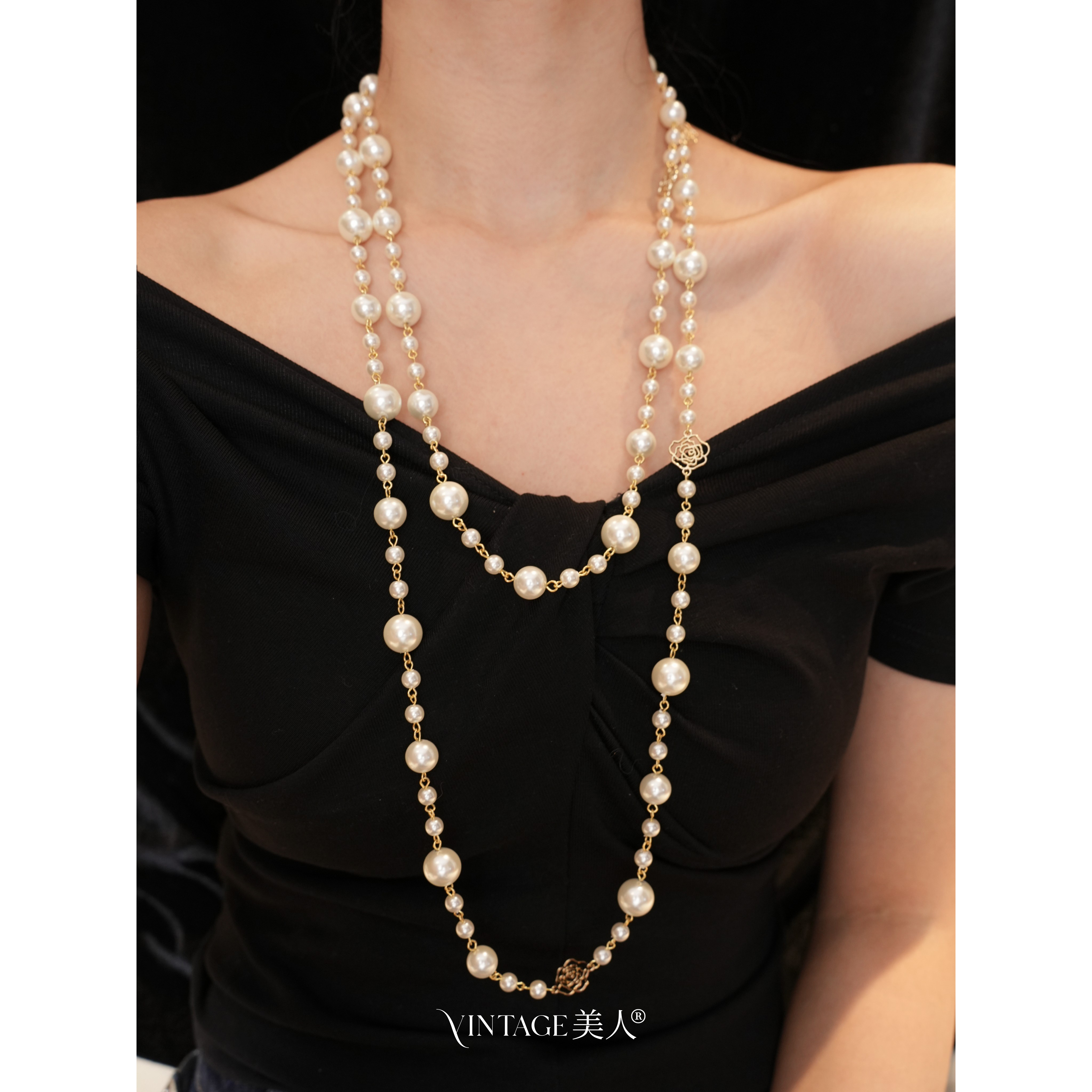 山茶晚宴｜复古名媛多层珍珠项链