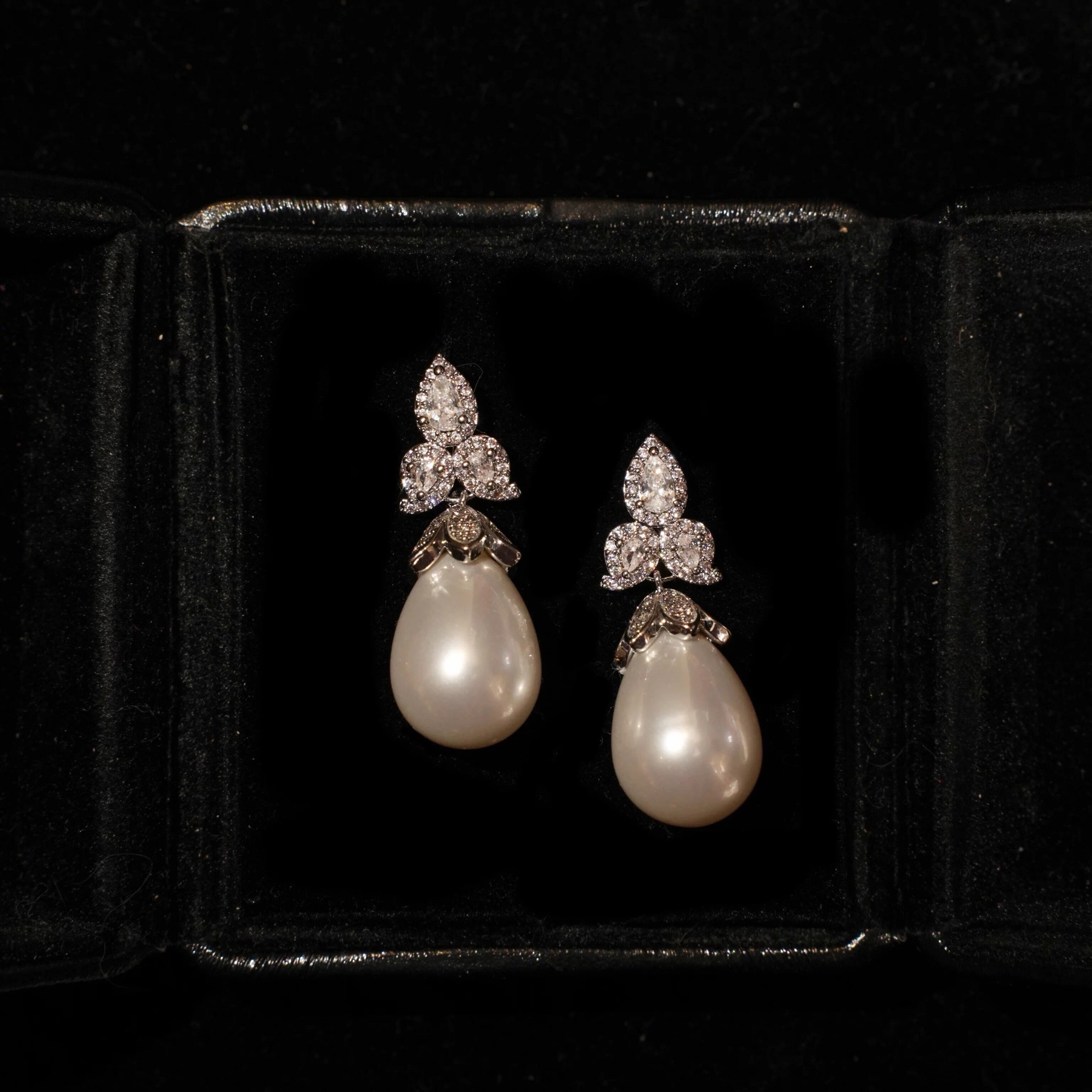 「露丝泪珠」法式高级感宫廷闪耀优雅宴会水滴耳环/耳夹