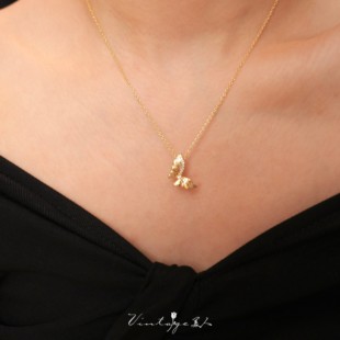 「奥维德闪蝶」复古法式高级小众闪耀气质百搭包金蝴蝶项链锁骨链