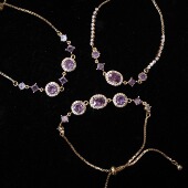 「约瑟芬晚宴」闪耀紫 法式 轻奢高级感鎏金紫色锆石可调节手链女