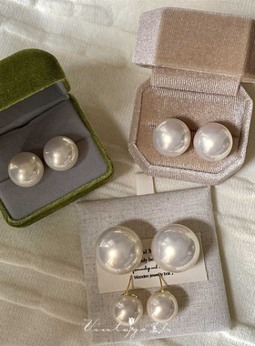「维纳斯」ins博主法式复古经典百搭优雅高级半圆大珍珠耳环/耳夹