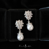 「宴会冠冕」法式 vintage高级复古优雅闪耀小众水滴珍珠耳环 耳夹