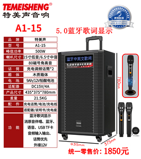 10寸蓝牙音箱 8寸 特美声A1 08移动电瓶广场舞直播声卡音响