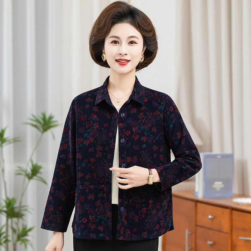 秋依长袖2026新款妈妈装中老年女装碎花衬衫宽松开衫洋气大码上衣