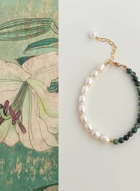 国潮原创手作巴洛克天然珍珠手链复古天然石手串优雅新中式手饰品