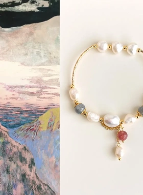 原创手作设计巴洛克天然珍珠手链法式高级感手串轻奢风手镯手饰品