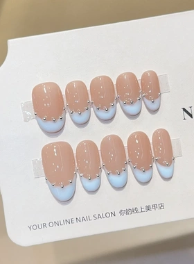 千繁【蓝法假日】温柔度假风猫眼精品纯手工穿戴甲美甲贴片假指甲
