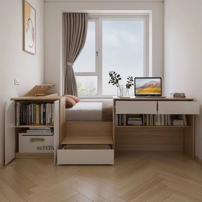 德国品质定制多功能储物榻榻米现代简约书桌一体组合抽屉小户型收
