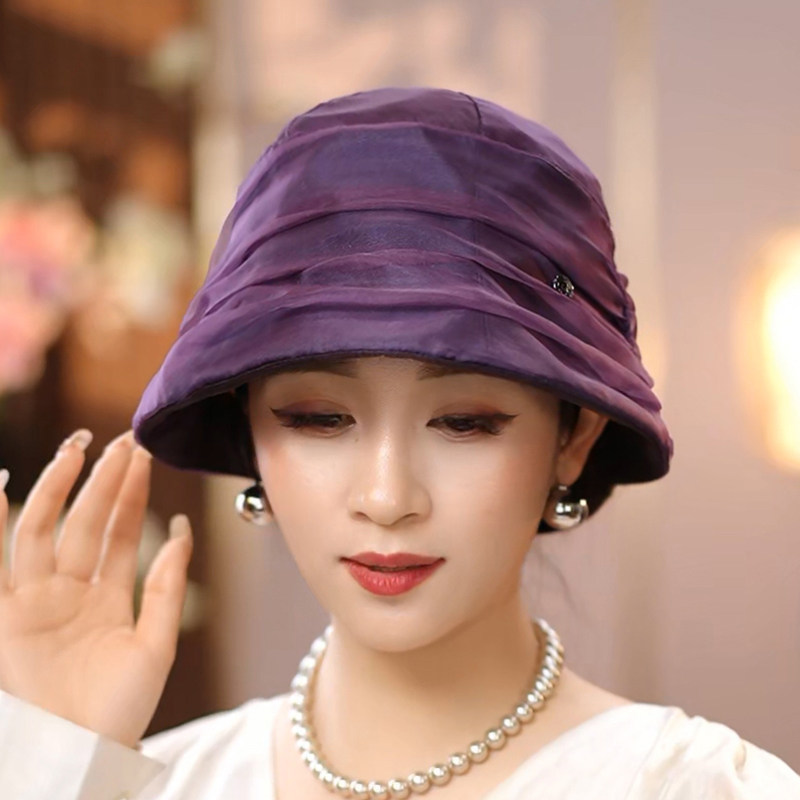 布塔夏季帽子真丝太阳帽桑蚕丝沙滩帽防晒遮阳帽女防紫外线渔夫帽