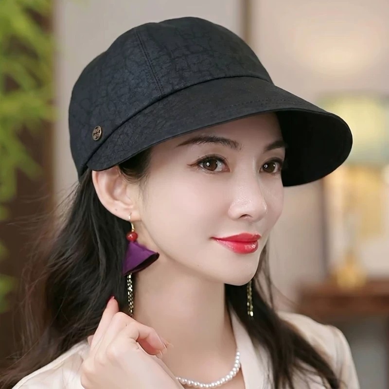 布塔真丝香云纱鸭舌帽宽檐女百搭显脸小防晒遮阳帽透气桑蚕丝