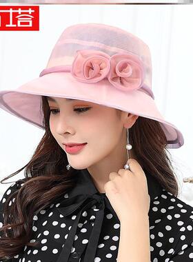 帽子女夏天可折叠遮阳帽韩版百搭太阳帽出游防晒海边度假沙滩帽
