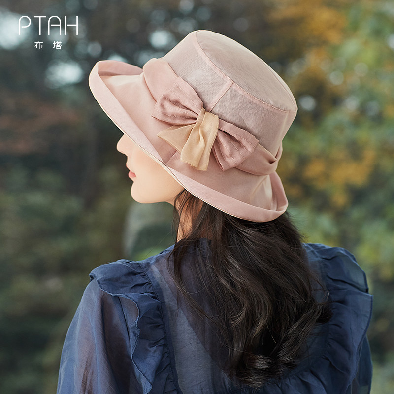 布塔夏日遮阳帽女士太阳帽防晒妈妈真丝桑蚕丝防紫外线简约凉帽女