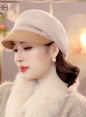 布塔羊毛呢帽子女秋冬英伦时尚百搭贝雷帽复古小礼帽盆帽PT8022