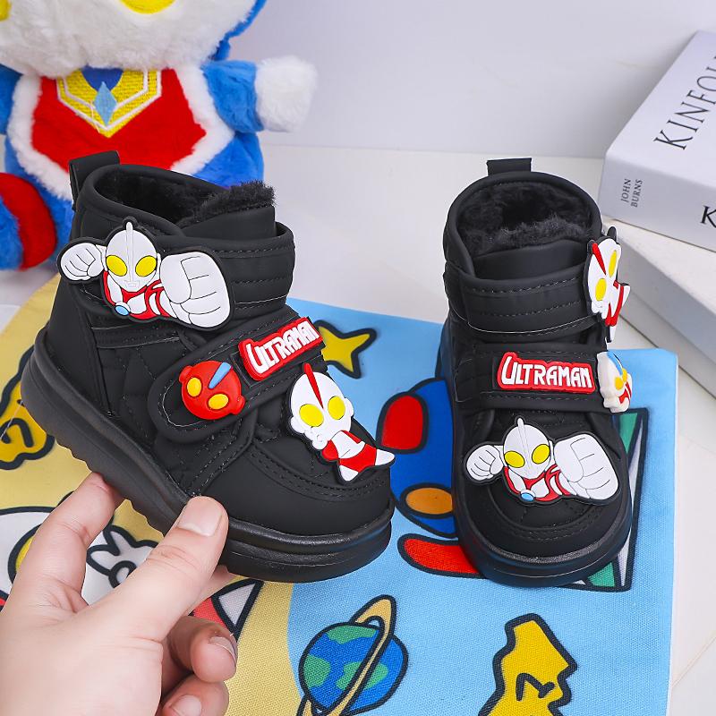 加绒冬季款皮毛保暖一体防水童鞋