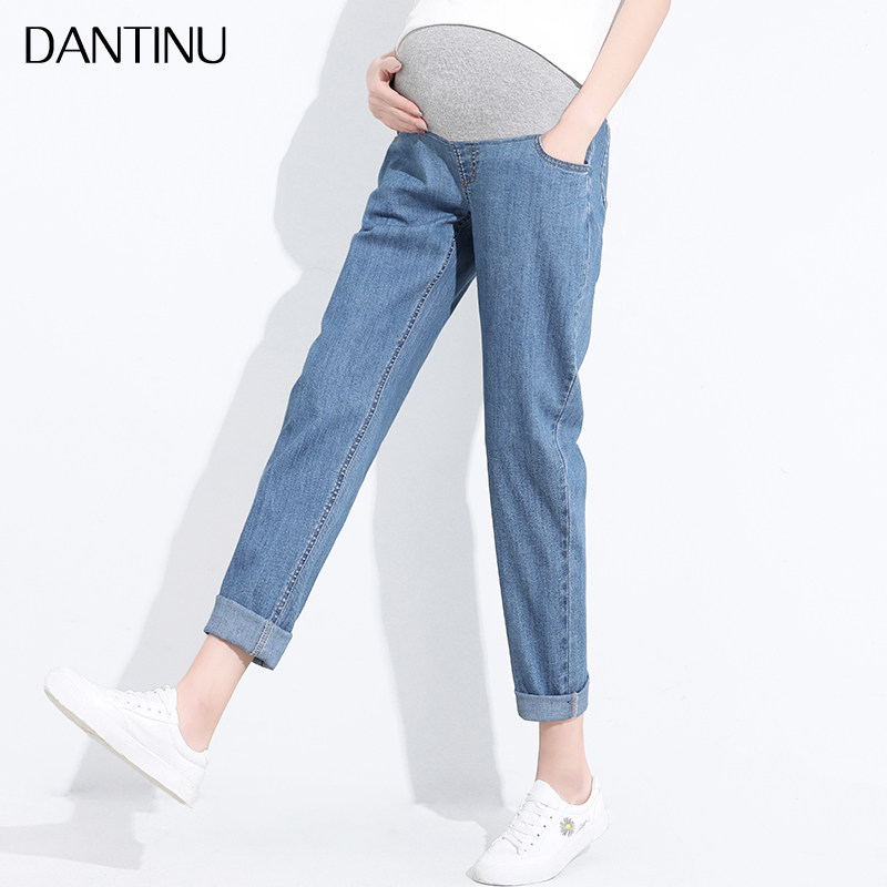 丹媞奴孕妇牛仔裤2023春秋季新款外穿大码薄款秋冬哈伦老爹裤秋装