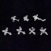 Violet 十字架控 超闪甜酷耳骨钉医用钛钢耳钉拧螺丝平底防过敏