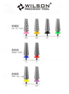 WILSON惠而顺五合一钨钢打磨头6.0mm美甲卸甲磨头工具交叉齿双向