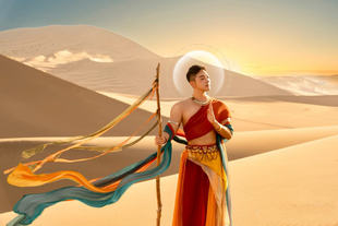 新款琼姬敦煌飞天男款成人异域风情舞衣演出舞蹈服装