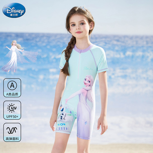 迪士尼儿童泳衣女孩2025款连体中大童宝宝专业训练泳装女童游泳衣