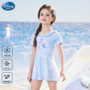 迪士尼儿童泳衣女童2025新款中大童连体温泉游泳衣女孩宝宝泳裙装