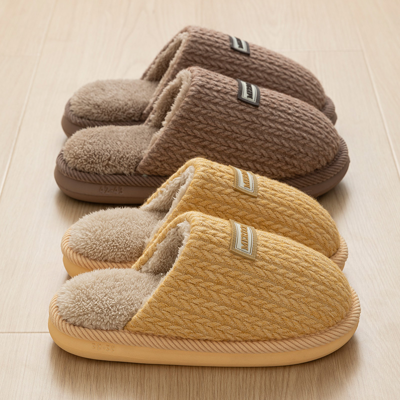 2025新款厚底日式毛绒棉拖鞋女士秋冬季加绒保暖室内家居家用防滑