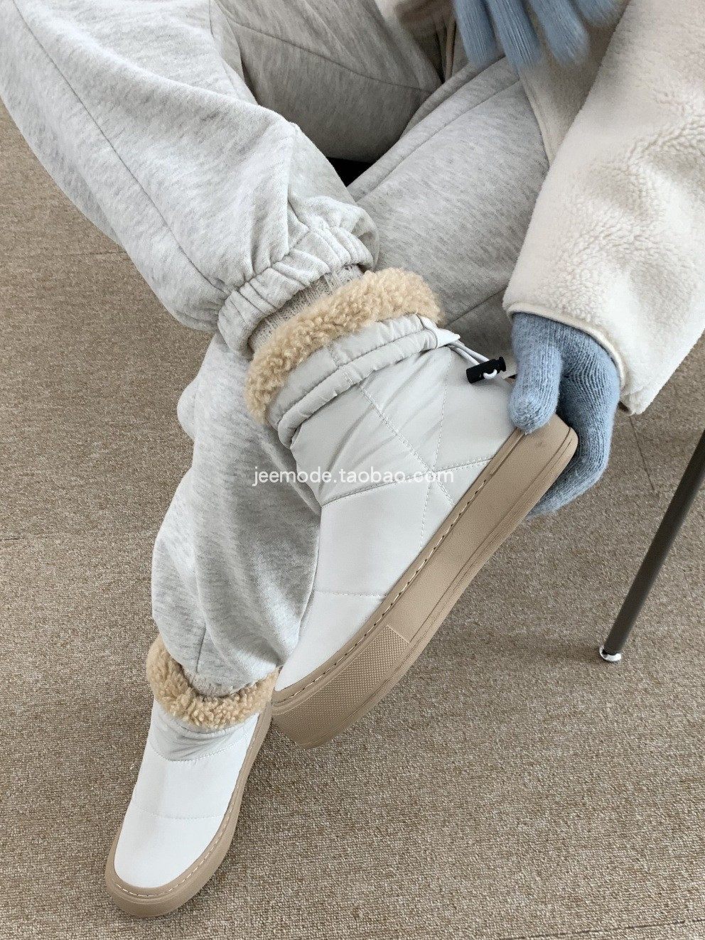 小池在首尔2025冬季新款圆头布面厚底雪地毛毛保暖韩版时尚短靴女,女鞋,时尚雪地靴,淘宝优惠券,粉丝福利购,淘宝优惠卷
