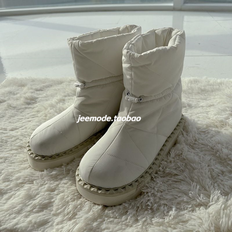雪地靴冬季面包鞋纯色女鞋保暖