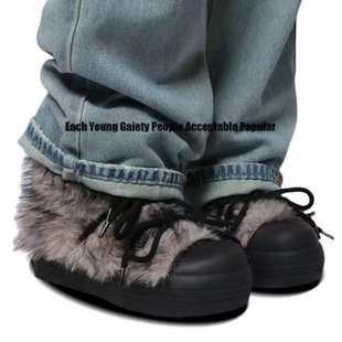雪地靴加绒加厚小众设计厚底增高百搭东北棉鞋 小池在首尔冬季 新款