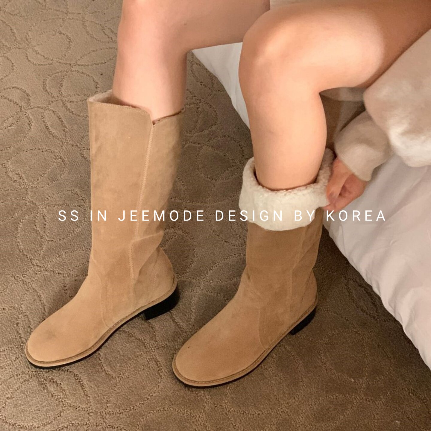 韩系高筒翻折两穿加厚保暖长靴女