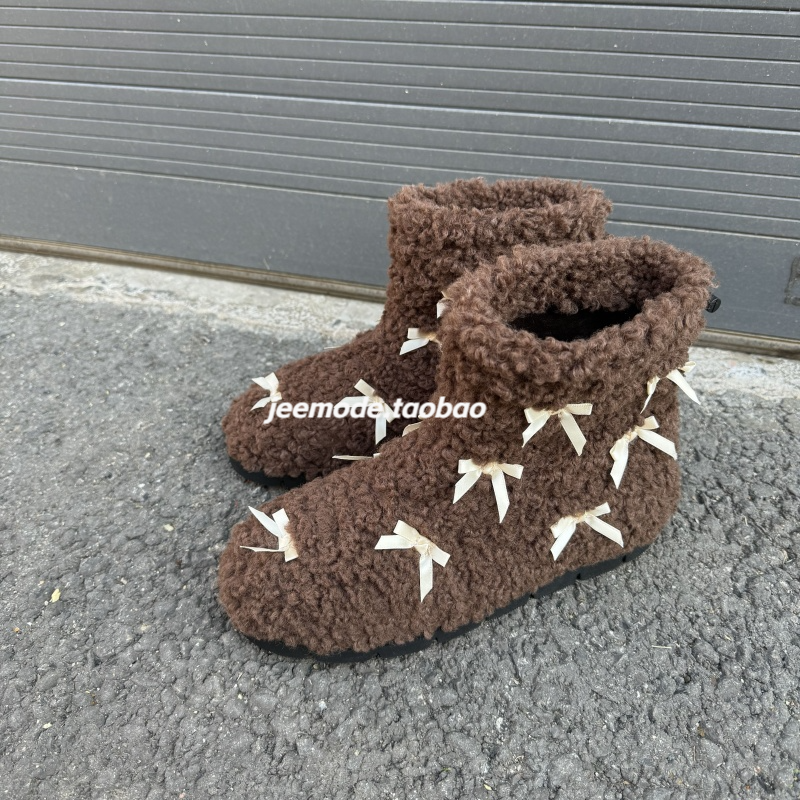 时尚雪地靴冬季雪地靴蝴蝶结女鞋