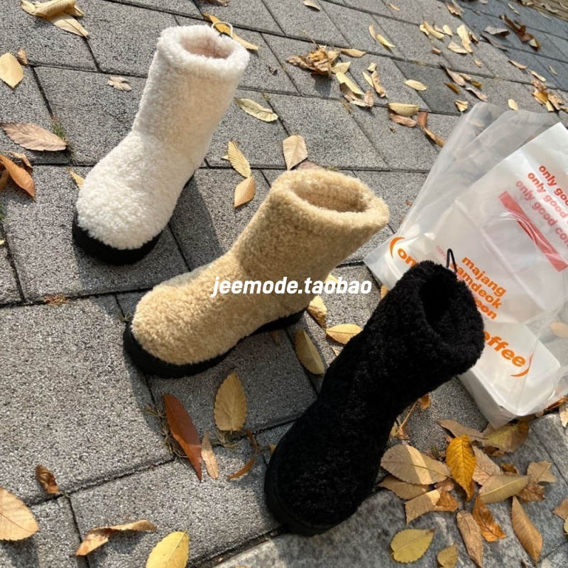 卷卷毛雪地靴女鞋保暖冬季