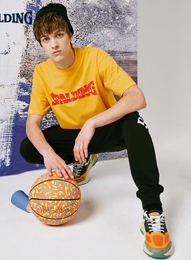 斯伯丁夏季logo印花纯棉半袖潮流休闲T恤多色男女同款LAS01TS033