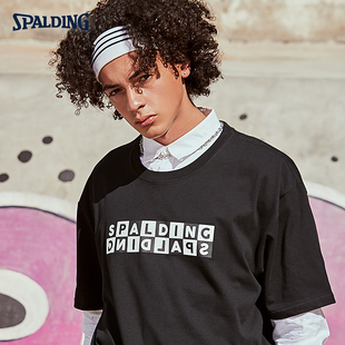 宽松圆领百搭纯棉休闲T恤LAW01TS011 情侣款 斯伯丁夏季 潮流短袖