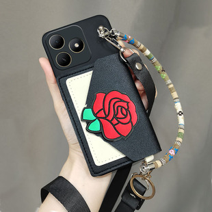 适用360 M50手机壳斜挎背带挂绳零钱卡包保护套5g新款壳卡包外壳背带钱包软壳软外壳挂脖绳软斜挎