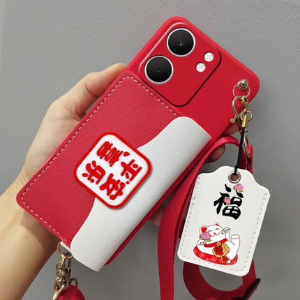 适用OPPOReno7pro手机壳oppo reno7pro零钱卡包reno7pro套PFDM00斜挎绳外套保护套新年款挂绳卡包套门禁卡包