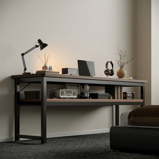 实木电脑桌小型家用长款小房间省空间书桌空间利用神器学生双人位