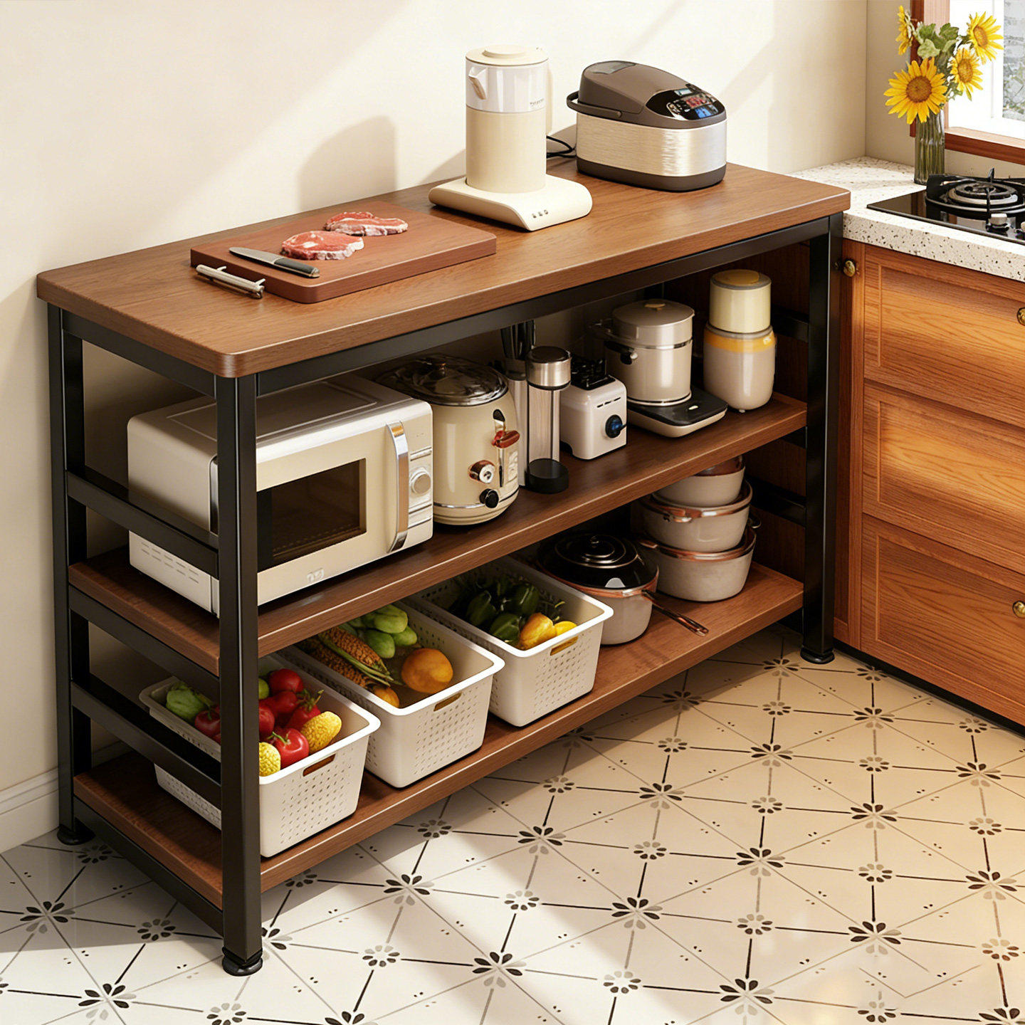 窄边厨房置物架家用多层切菜工作台桌子多功能带轮微波炉收纳层架,厨房/烹饪用具,厨房置物架/置物柜/角架,淘宝优惠券,粉丝福利购,淘宝优惠卷