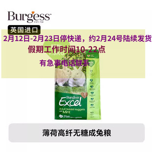 现货布格斯成兔粮英国进口Burgess薄荷成年兔主粮1.5k薄荷饲料