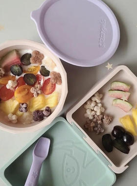 台湾2angels辅食副食品硅胶加热吸盘餐碗宝宝粥早餐麦片消毒大容