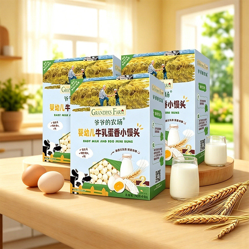 爷爷的农场婴幼儿小馒头奶豆溶豆6月+宝宝磨牙辅食儿童零食