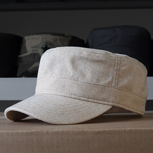 防晒帽防亚麻透气平顶帽户外太阳帽中老年韩版 鸭舌帽休闲帽子男夏