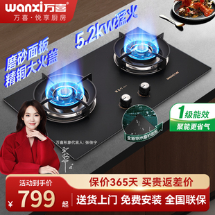 万喜燃气灶JZT XD11煤气灶双灶家用天然气炉灶猛火液化气双灶