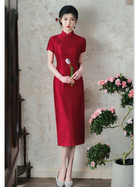 quality cheongsam chinese traditional qipao dress旗袍红蕾丝
