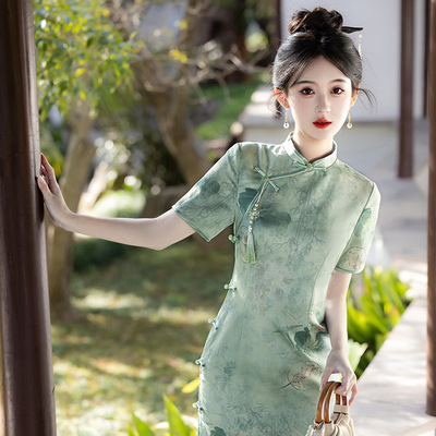 Cheongsam Chinese Qipao Dress旗袍高考旗开得胜一路绿灯2025