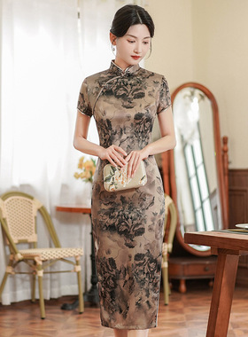cheongsam long qipao dress chipao2025春夏新款旗袍中长款女装