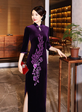 旗袍cheongsam qipao chinese dress chipao2021新款改良高档