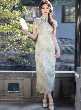chinese dress cheongsam women qipao绿色旗袍薄款清新中国风