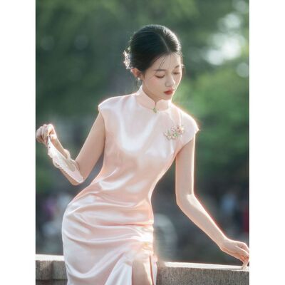 qipao chinese traditional dress cheongsam chipao新中式粉色